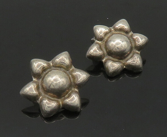MEXICO 925 Sterling Silver - Vintage Shiny Floral… - image 1