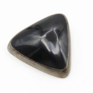 ALICIA MEXICO 925 Silver Vintage Cabochon Cut Black Onyx Brooch Pin BP5406