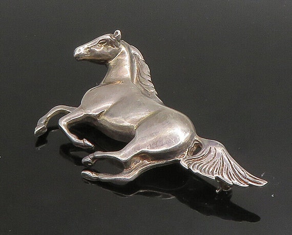 925 Sterling Silver - Vintage Shiny Galloping Hor… - image 1