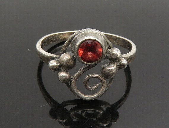 925 Sterling Silver - Vintage Beaded Spiral Red S… - image 3