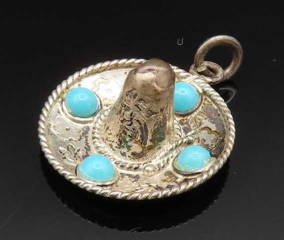 925 Sterling Silver - Vintage Cabochon Turquoise … - image 1