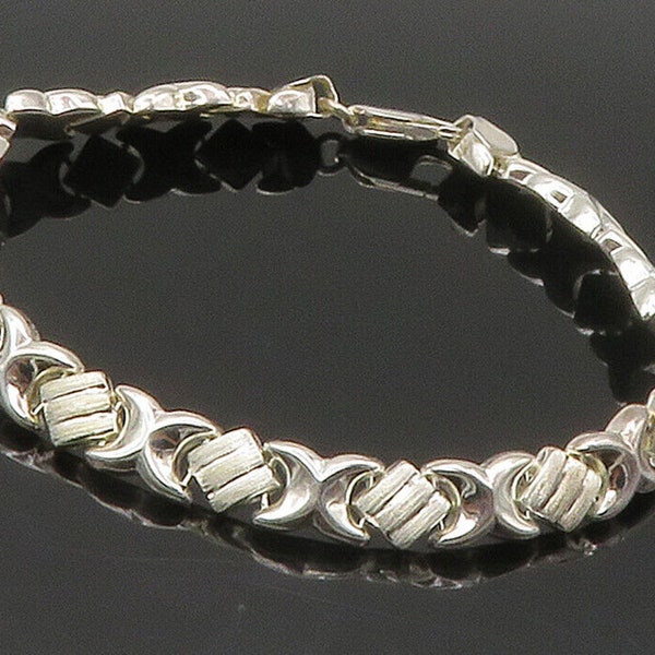 925 Sterling Silver - Shiny XO Hugs & Kisses Hinge Chain Bracelet - BT6562