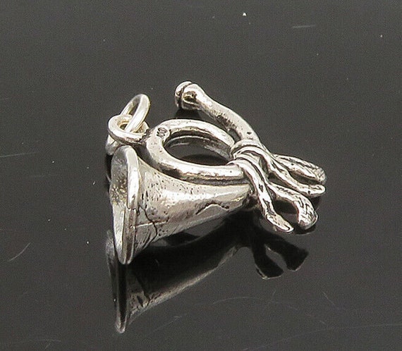 925 Sterling Silver - Vintage Shiny French Horn P… - image 1