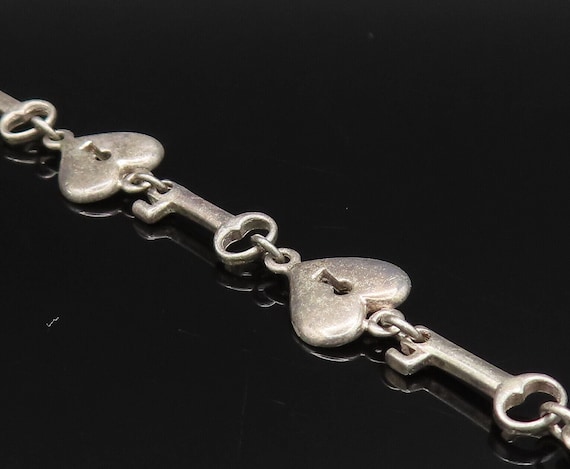925 Sterling Silver - Vintage Heart Shaped Lock &… - image 4