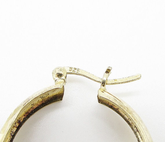 Gold Over 925 Silver - Textured Shiny Hoop Earrin… - image 5
