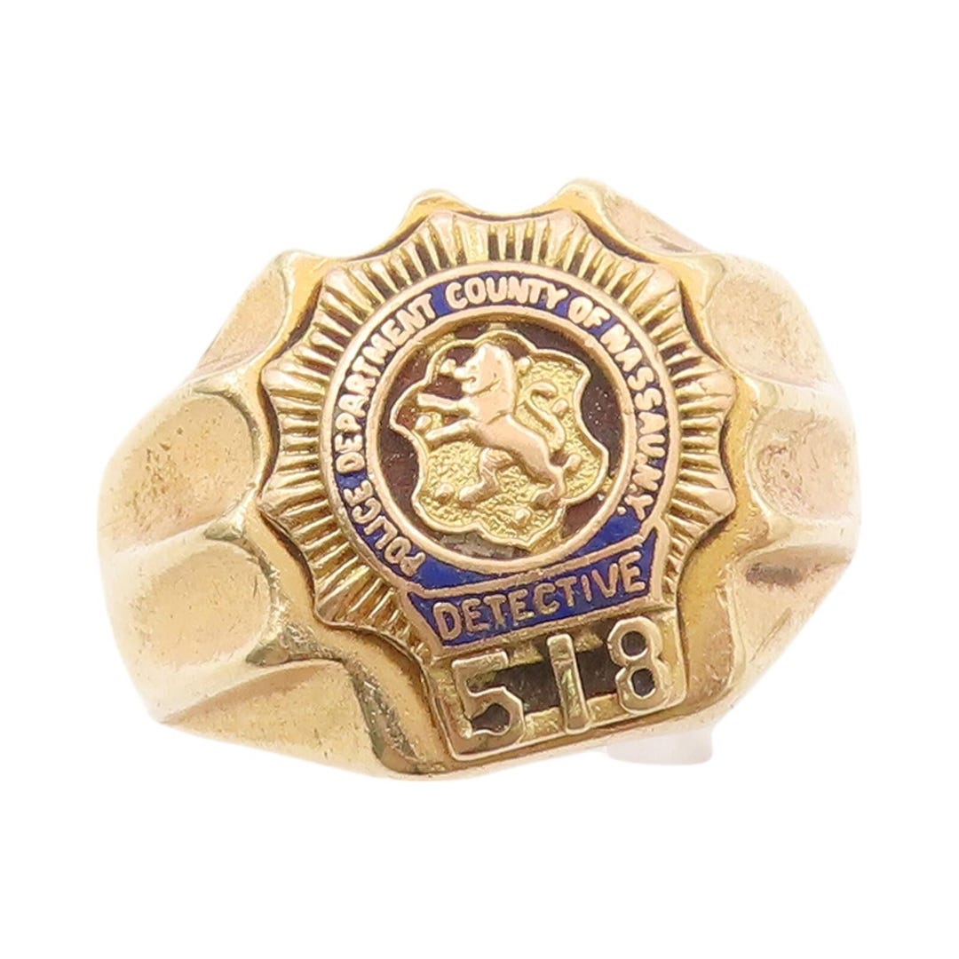 14K GOLD Vintage Ring Designer NY Police Department Detective Sz 13.5 ...