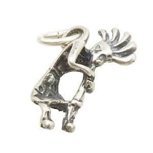 NAVAJO 925 Sterling Silver Vintage Petite Kokopelli Dancer Pendant PT10897