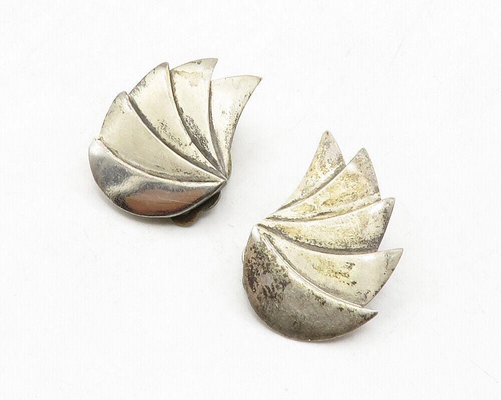 925 Sterling Silver Vintage Dark Tone Modernist Non Pierce Earrings EG6669 Etsy
