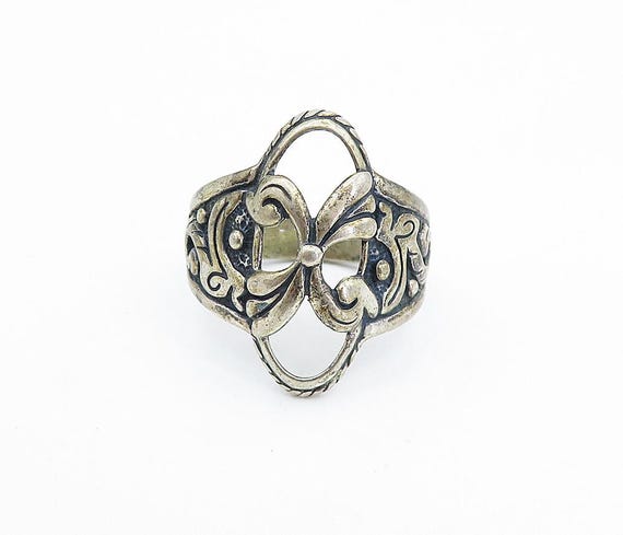 CAROLYN POLLACK 925 Silver Vintage Dark Tone Swirl Band Ring