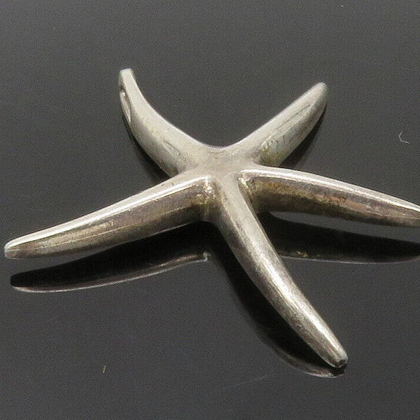 925 Sterling Silver - Vintage Petite Starfish Motif Smooth Shiny Pendant- PT9853