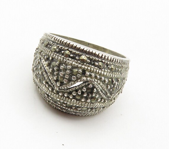 925 Sterling Silver - Vintage Marcasite Cutout Do… - image 5