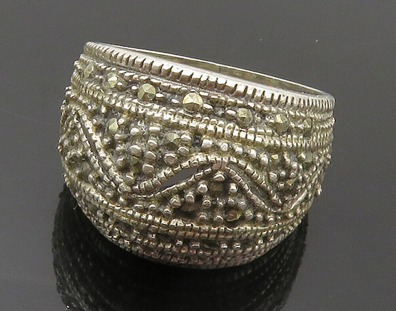 925 Sterling Silver - Vintage Marcasite Cutout Do… - image 1
