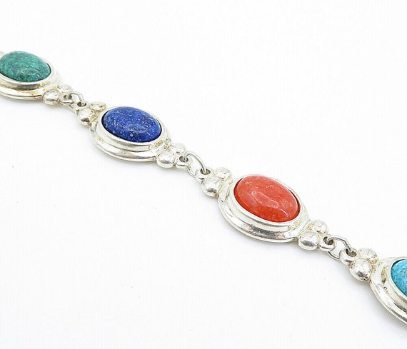 C. CO 925 Silver - Lapis Lazuli Turquoise & Coral… - image 3