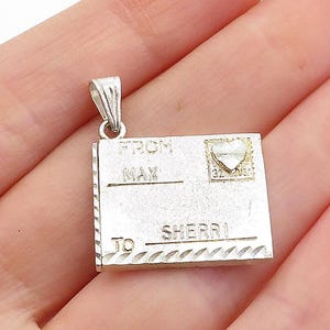 925 sterlingzilveren vintage diamantgeslepen ansichtkaarthanger (OPENS) PT4676