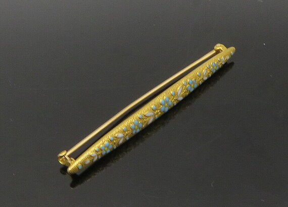 14K GOLD - Vintage Antique Enamel Floral Pattern … - image 3