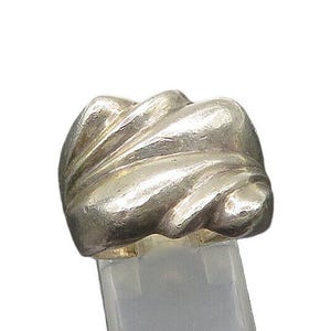 MEXICO 925 Sterling Silver Vintage Sculpted Shiny Band Ring Sz 6 RG21942
