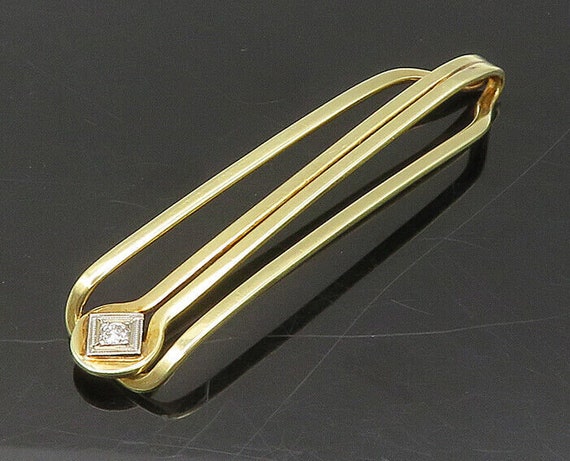 14K GOLD - Vintage Genuine Diamond Shiny Smooth T… - image 1