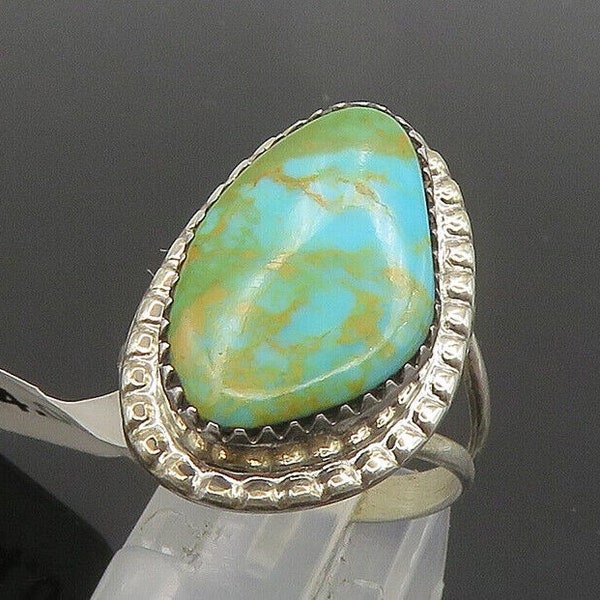 HERBERT TSOSIE NAVAJO 925 Silver - Turquoise Cocktail Ring Sz 7.5 - RG17859