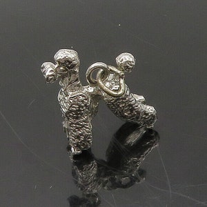 925 Sterling Silver - Vintage Petite Shiny Poodle Dog Motif Pendant - PT15504