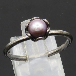 PANDORA 925 Silver - Vintage Blue Pearl Dark Tone Band Ring Sz 9 - RG20889