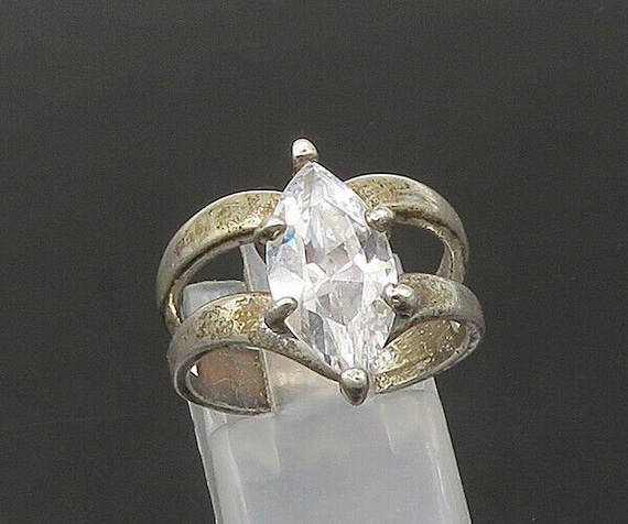 925 Silver - Vintage Marquise Cut Cubic Zirconia … - image 1