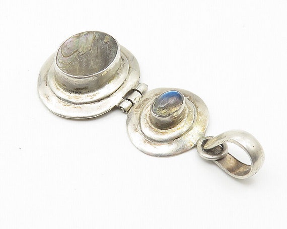 925 Sterling Silver - Vintage Abalone Shell & Blu… - image 3