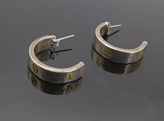 Buy MEXICO 925 Silver Vintage Two Tone Screw Pattern J-hoop 