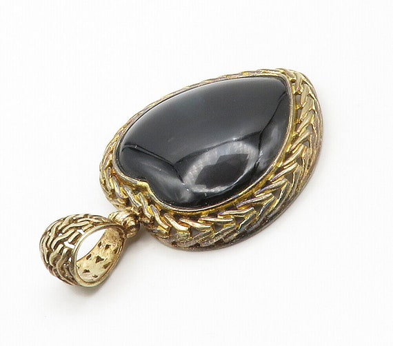 925 Sterling Silver - Vintage Cabochon Black Onyx… - image 3