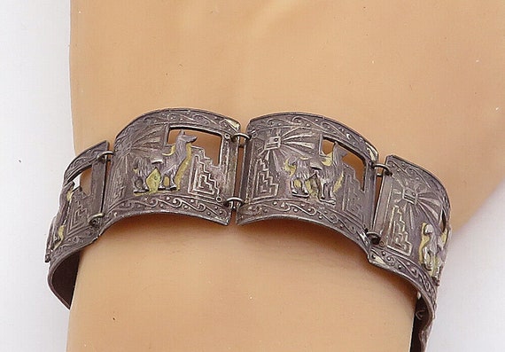 Navajo Farm and Ranch Scene 12k Gold sterling silver cuff bracelet - v –  ziajewelers