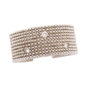 925 Sterling Silver Vintage Ring Modernist Gemstone Beads & CZ Sz 6 RG33131