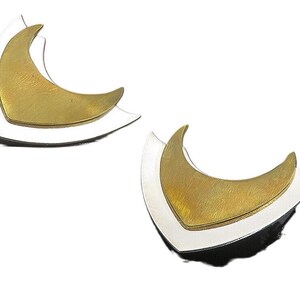 MESSICO Orecchini pendenti modernisti bicolore vintage in argento sterling 925 EG4087