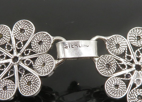 925 Sterling Silver - Vintage Amethyst Flower Mot… - image 8