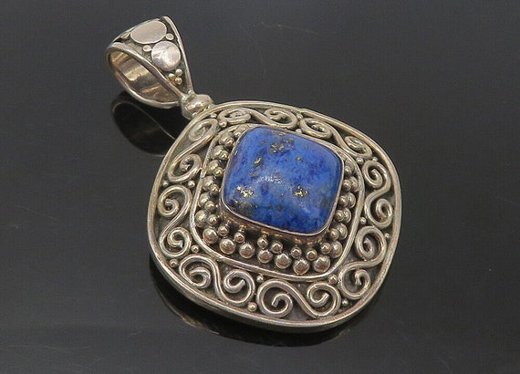 BALI 925 Sterling Silver - Vintage Lapis Lazuli S… - image 1