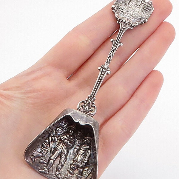 HOLLAND 925 Silver - Vintage Antique Golden Gate Bridge Sugar Spoon - TR1126