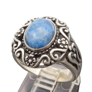 CAROLYN POLLACK 925 Silver Vintage Floral & Swirl Sodalite Ring Sz 8 RG26402