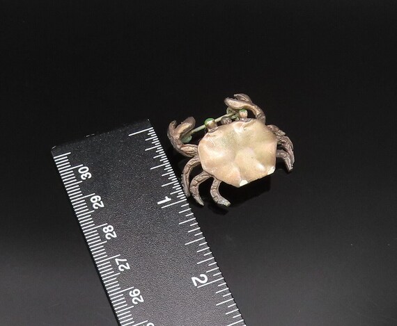 925 Sterling Silver - Vintage Crab With Enamel Ey… - image 6