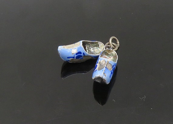 925 Sterling Silver - Vintage Enamel Pair Of Clog… - image 3