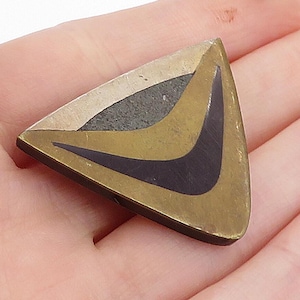 MEXICO 925 Sterling Silver Vintage Jasper & Black Onyx Brooch Pin BP1345