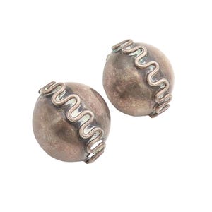 MESSICO Orecchini vintage a cupola massiccia in argento sterling 925 con motivo a vortice EG12675