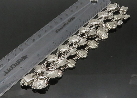 925 Sterling Silver - Vintage Shiny Scalloped Cla… - image 2