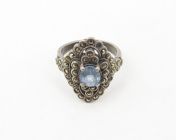 925 Silver - Vintage Victorian Topaz & Marcasite … - image 2