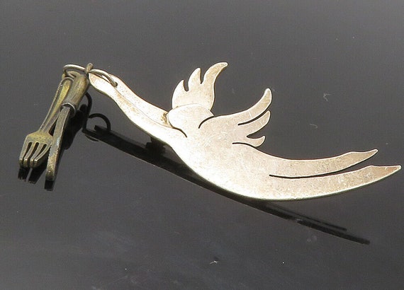 925 Sterling Silver - Vintage Knife & Fork Flying… - image 1