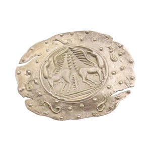 925 Sterling Silber Vintage Brosche Römisch griechische Hippalectryon geschnitzt EP11643