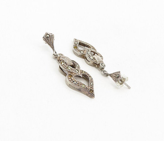 925 Sterling Silver - Vintage Marcasite Love Hear… - image 3