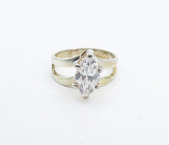 925 Silver - Vintage Marquise Cut Cubic Zirconia … - image 2