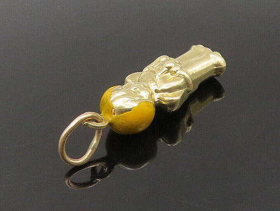 14K GOLD - Vintage Yellow Enamel Baby Angel Charm… - image 4