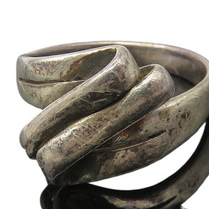 925 Sterling Silver Vintage Folded Ribbon Design Band Ring Sz 7 RG11013