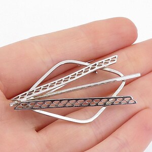 925 Sterling Silver Vintage Shiny Polished Open Design Brooch Pin BP2210