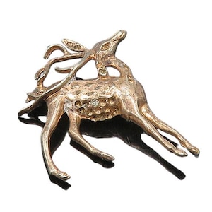925 Sterling Silver Vintage Shiny Reindeer Animal Motif Brooch Pin BP7602