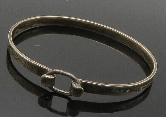 925 Sterling Silver Vintage Etched Quote Hook Bangle Bracelet BT6043 
